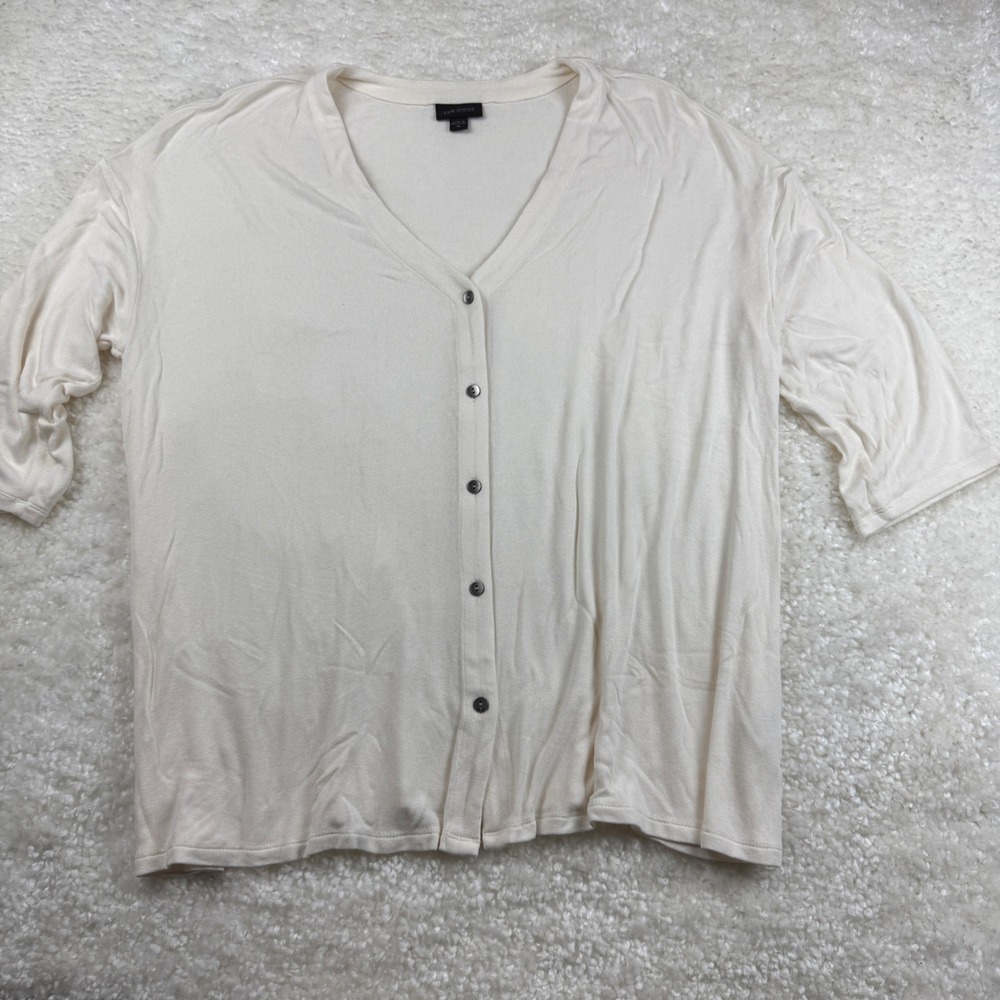 J. Jill Cardigan Women XL Ivory Wearever V-Neck Button Front Knit Sweater